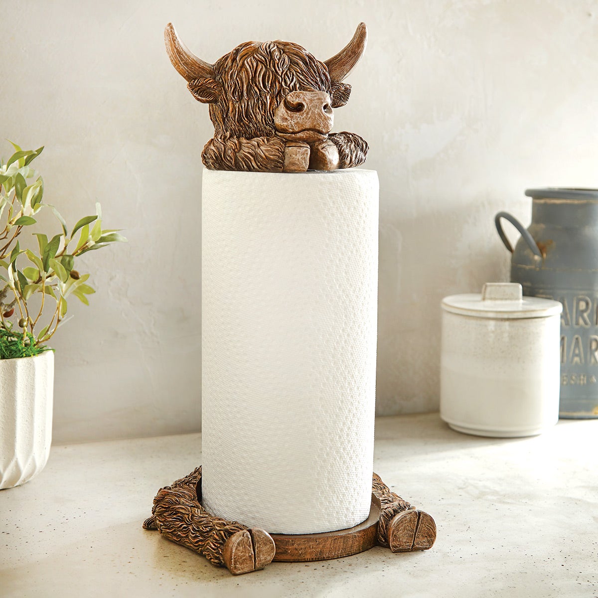 Highland Cow Paper Towel Holder Lone Star Western Decor